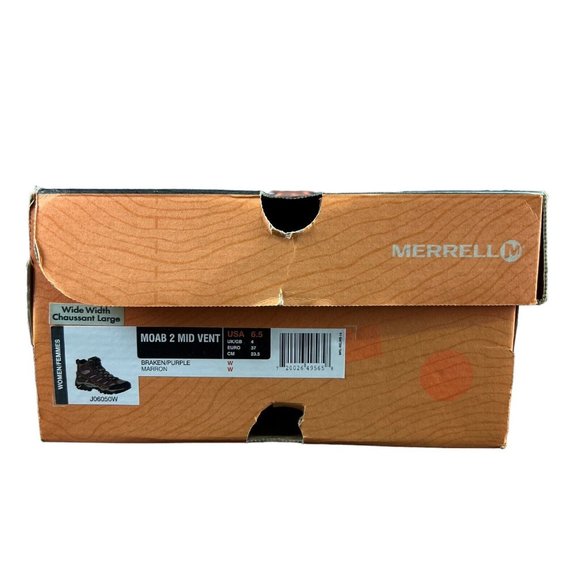 Merrell Moab 2 Mid Top Ventilation Braken Purple Hiking Boots Women's Size 6.5 - Picture 11 of 11